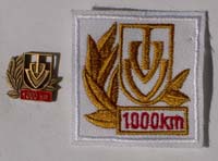Picture of the pin and patch for 1000 Kilometers